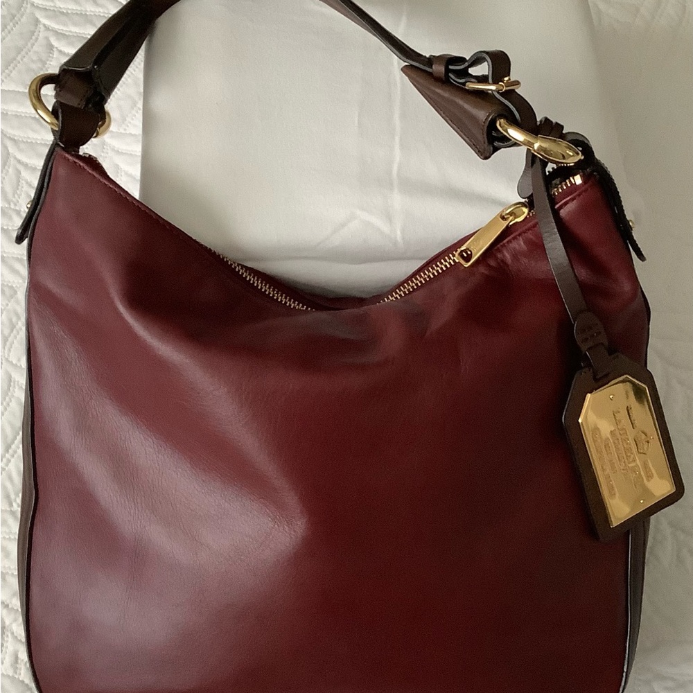 Ralph Lauren Burgundy Leather Hobo Bag